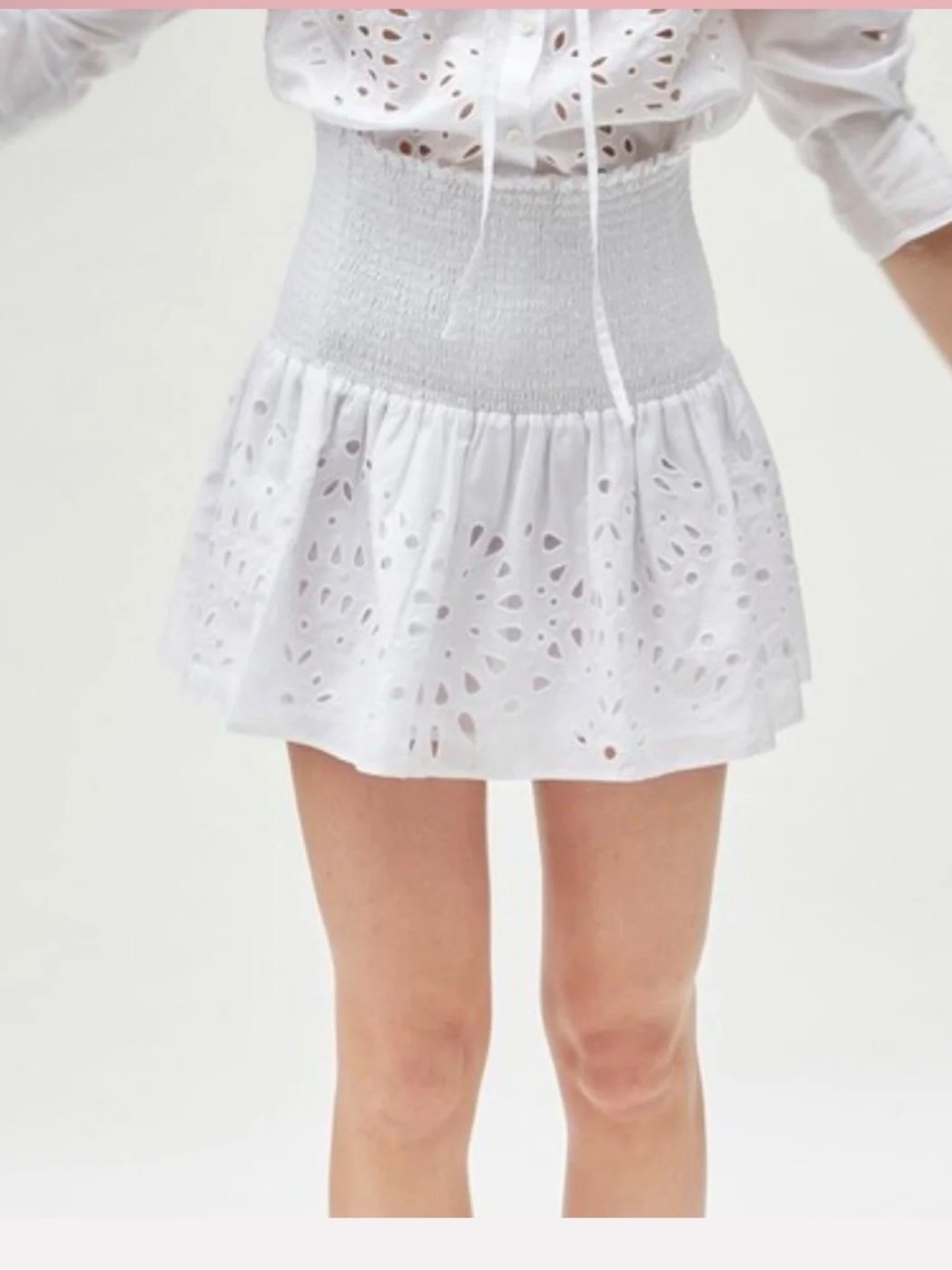 Thakoon Eyelet Smocked Mini Skirt